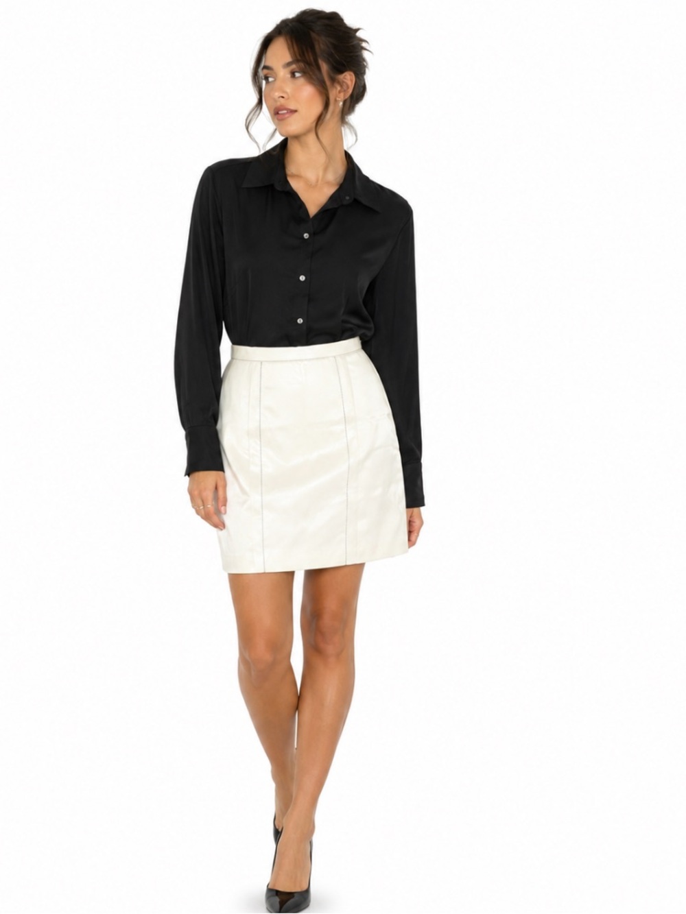 Banana Republic Classic Black Satin Long Sleeve - Size Medium
